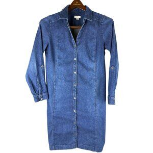 J.jill Country Club Coastal Preppy Denim Button Front Dress, Women's S Petite